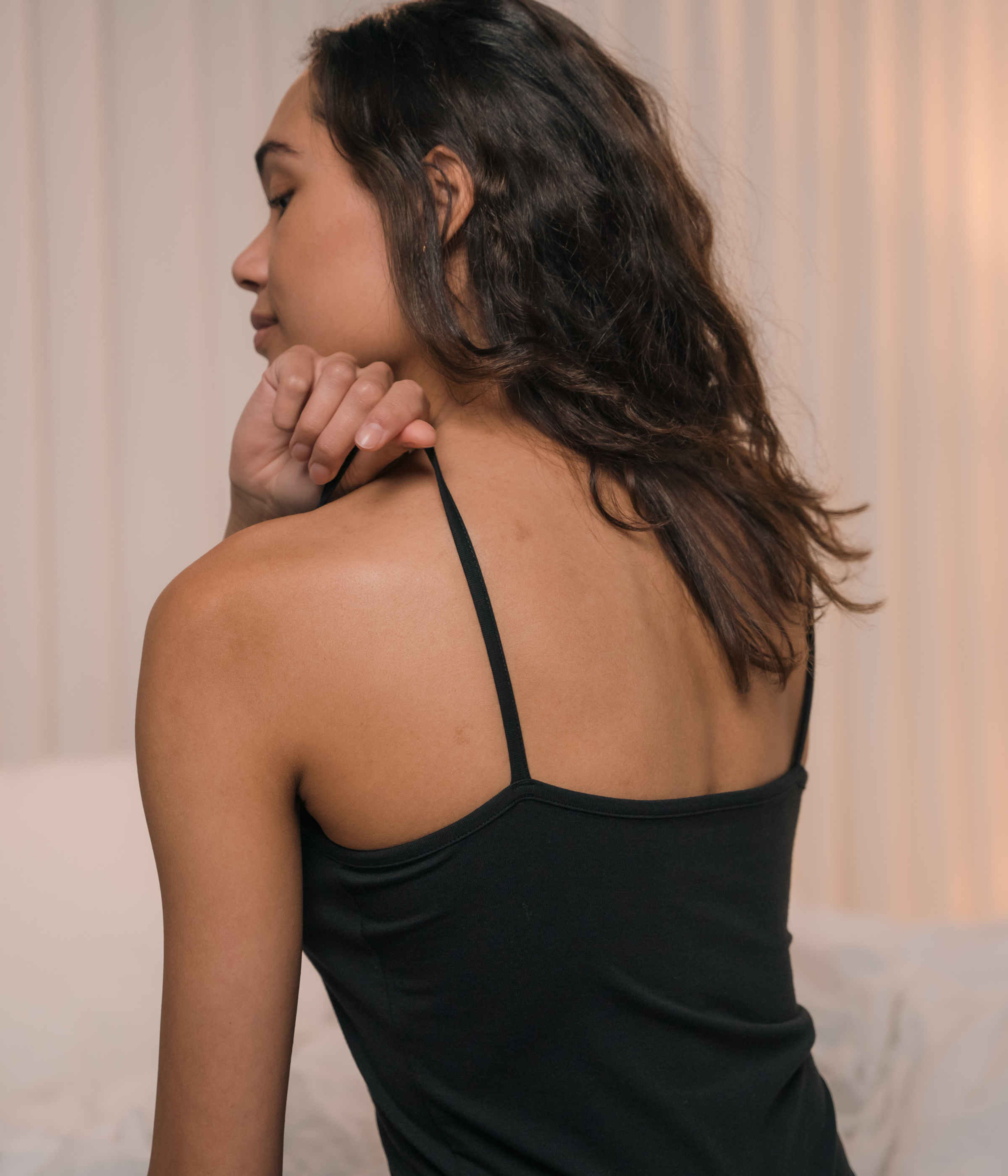 Black bamboo slip dress