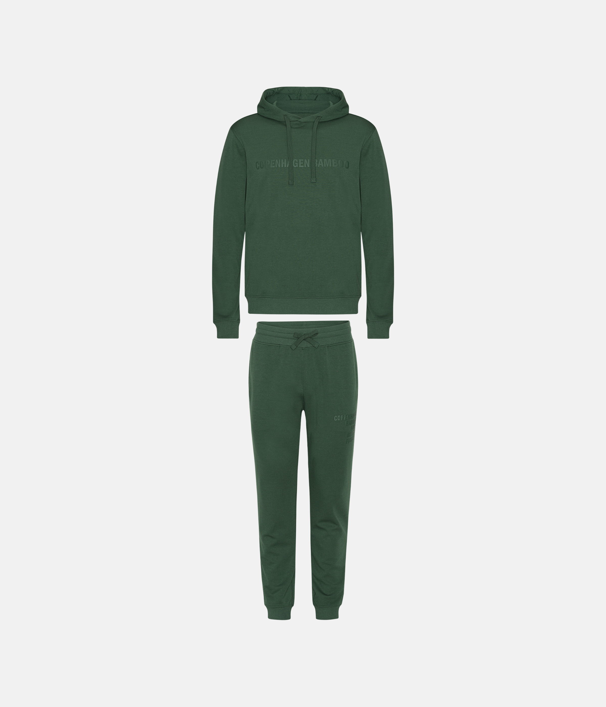Green bamboo hoodie jogging set with logo