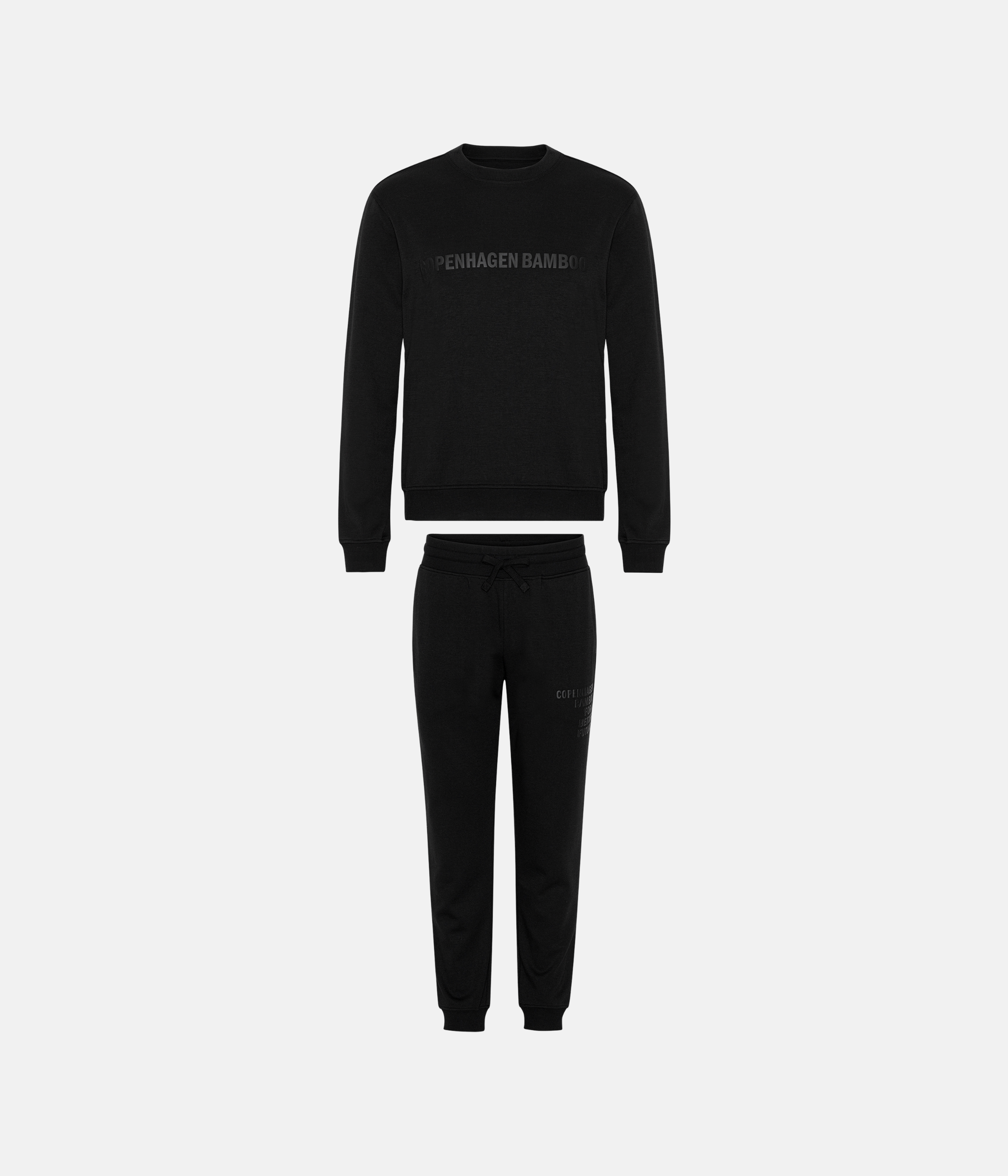 Black bamboo jogging suit with logo