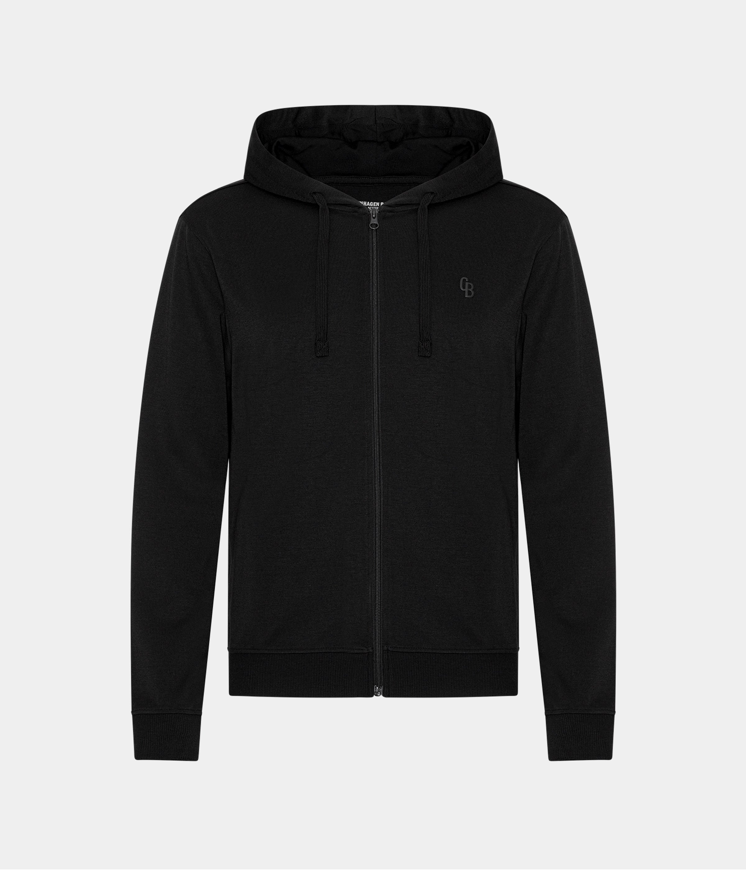 Sort bambus hoodie med lynlås XS   Copenhagen Bamboo