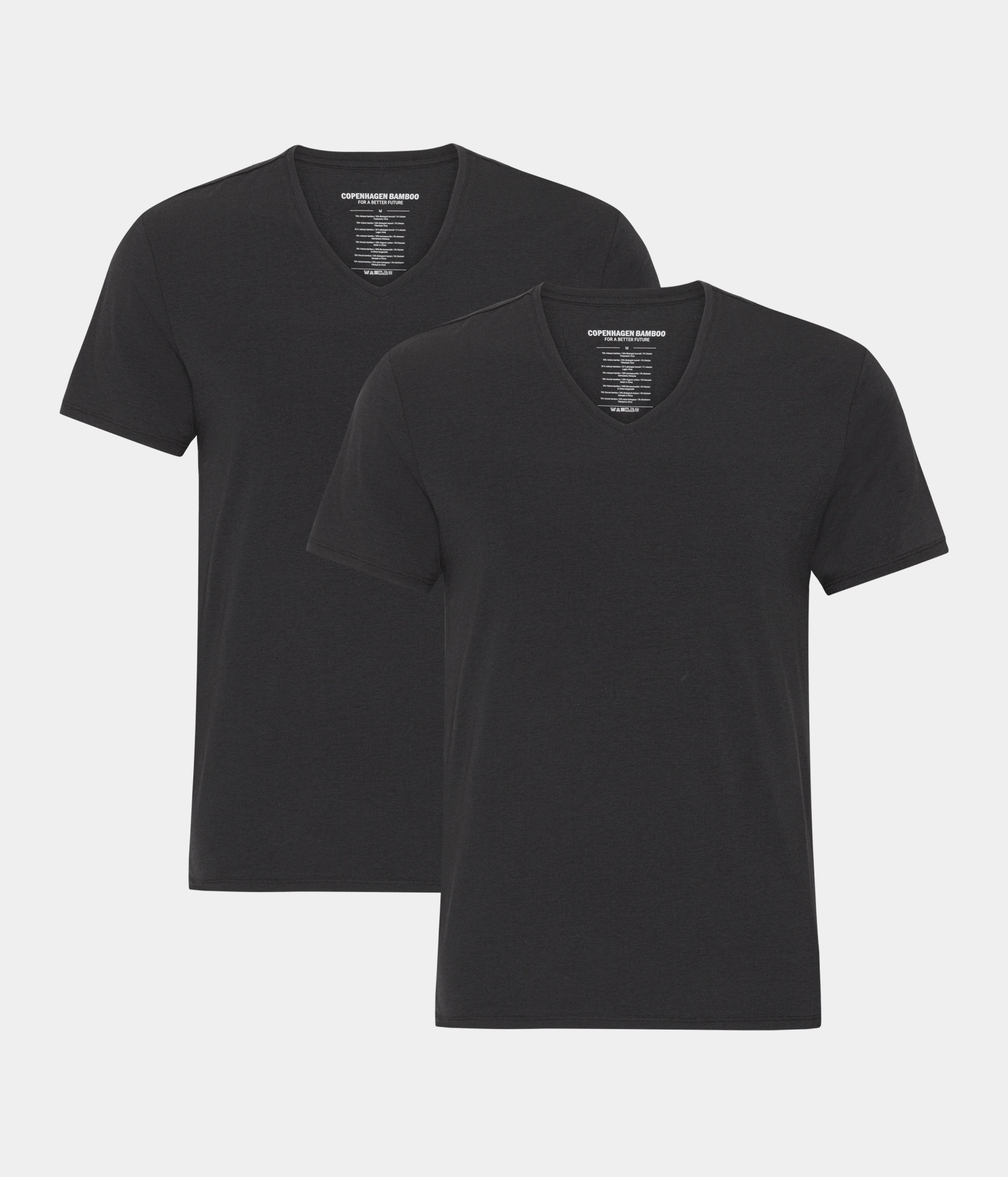 Sorte slim fit v-hals bambus T-shirts - 2 pak S   Copenhagen Bamboo